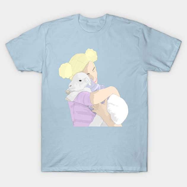 Girl hugging a lamb T-Shirt by Danielle